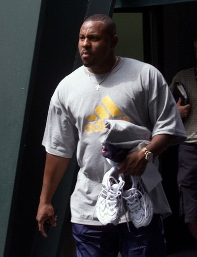 Albert leaving the stadium after being scratched from what was to be his first game of spring training in Fort Lauderdale, FL